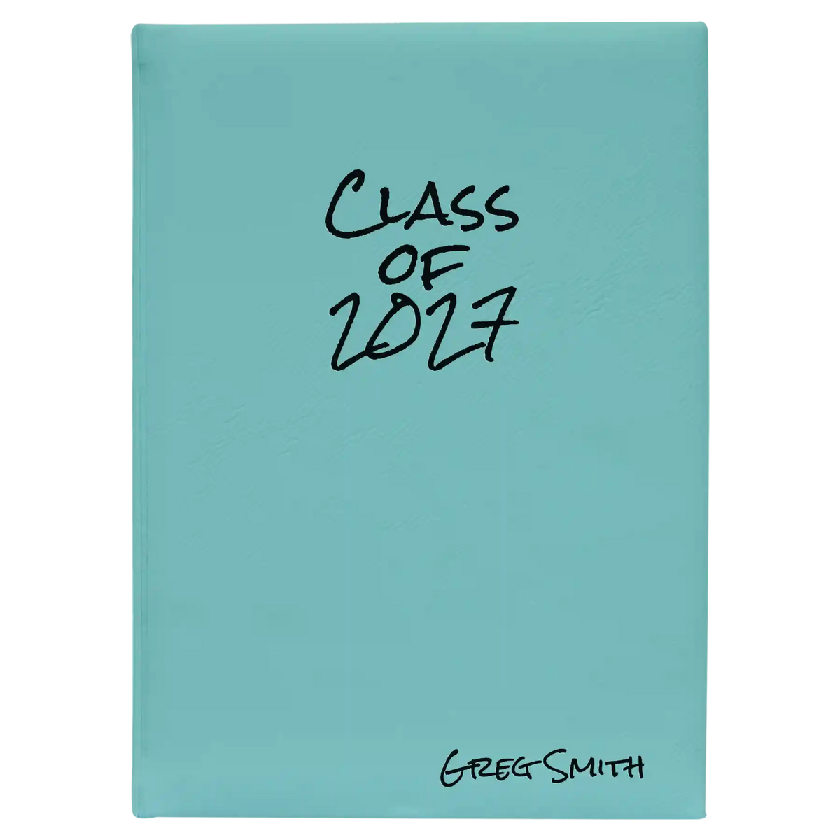 Large teal leatherette sketch book laser etched with 'Class of' design