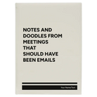 Large white leatherette journal laser etched with 'Notes and Doodles From Meetings' design