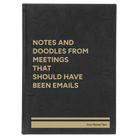 Large black/gold leatherette sketch book laser etched with 'Notes and Doodles From Meetings' design