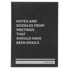 Large black/silver leatherette sketch book laser etched with 'Notes and Doodles From Meetings' design