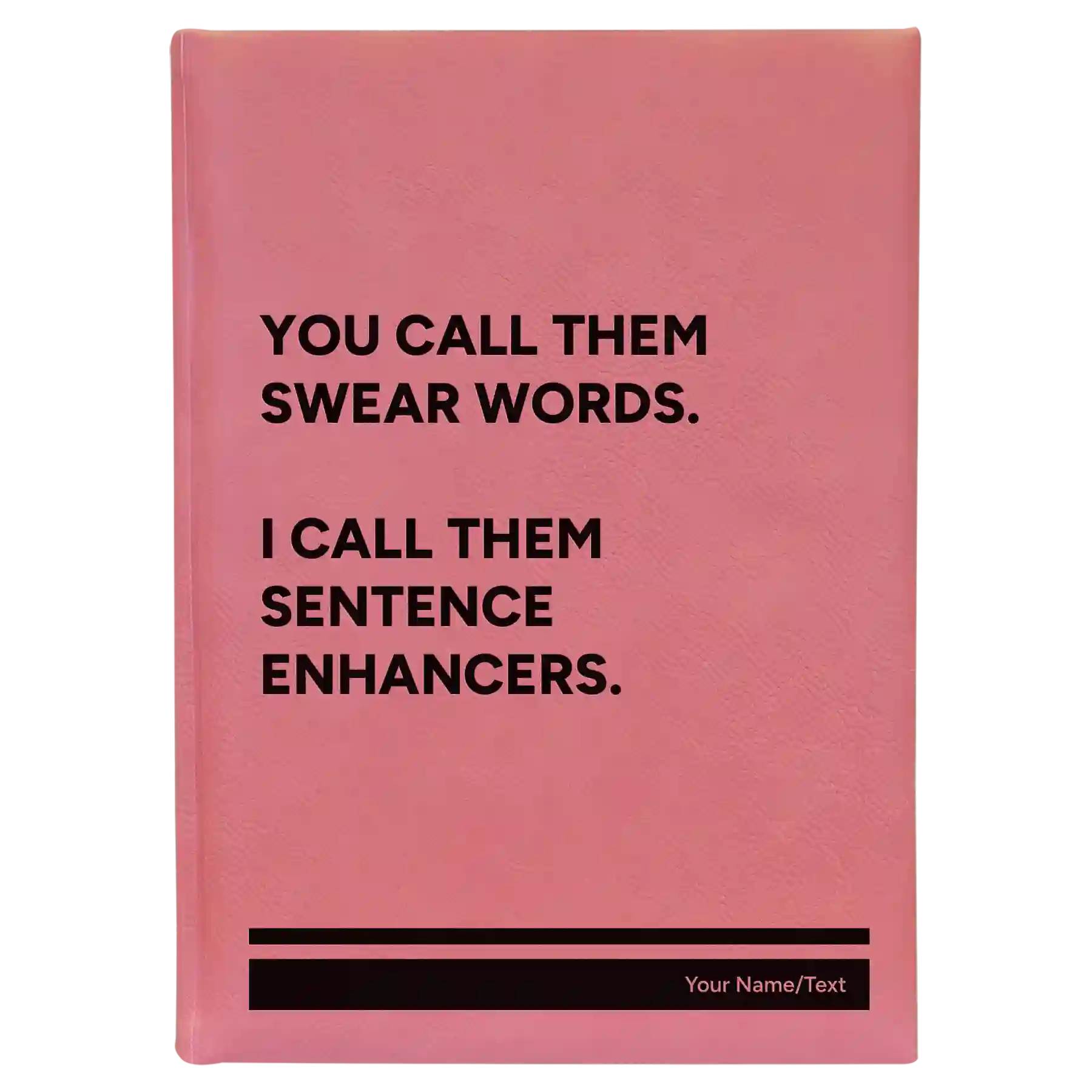 Large pink leatherette journal laser etched with 'Swear Words' design