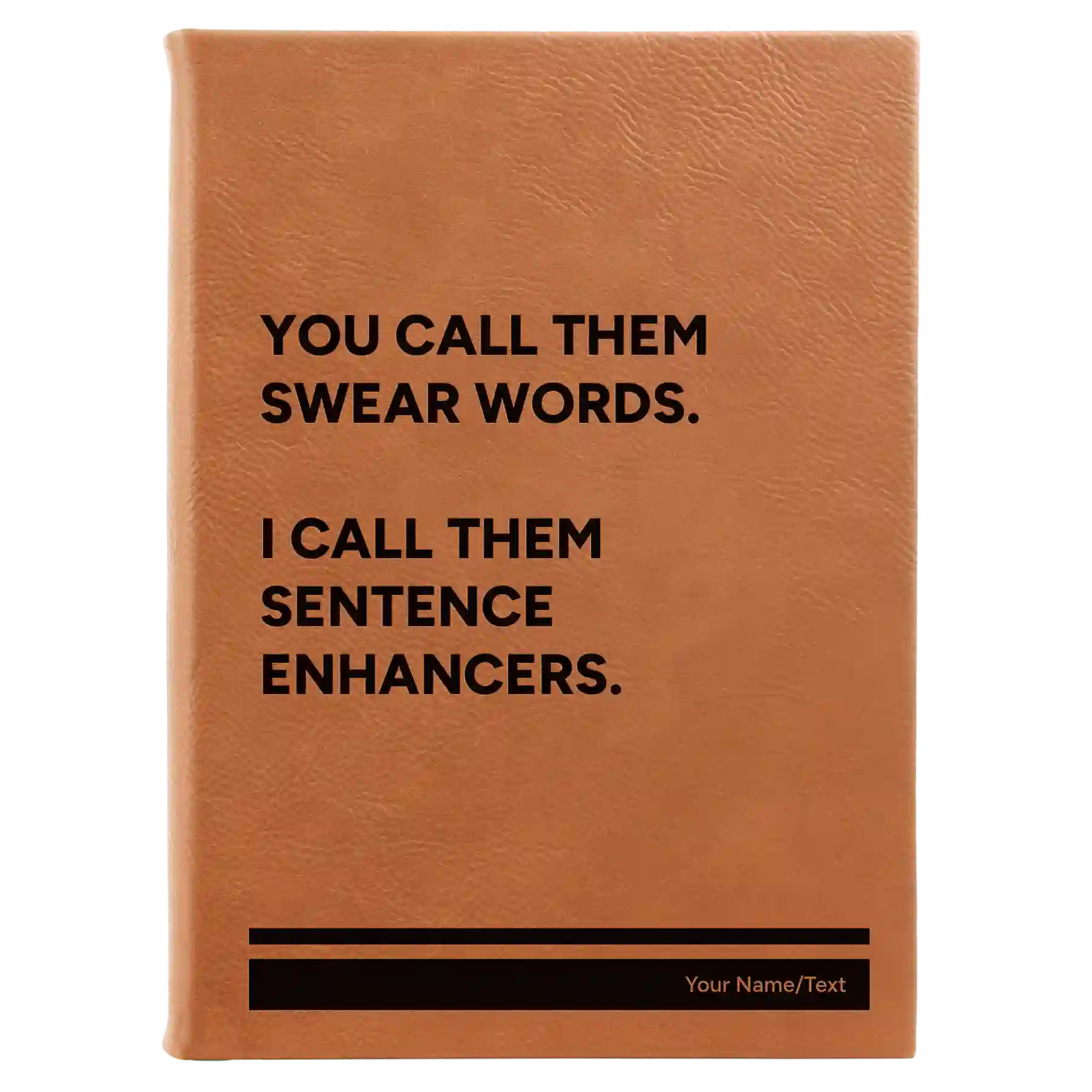 Large rawhide leatherette journal laser etched with 'Swear Words' design