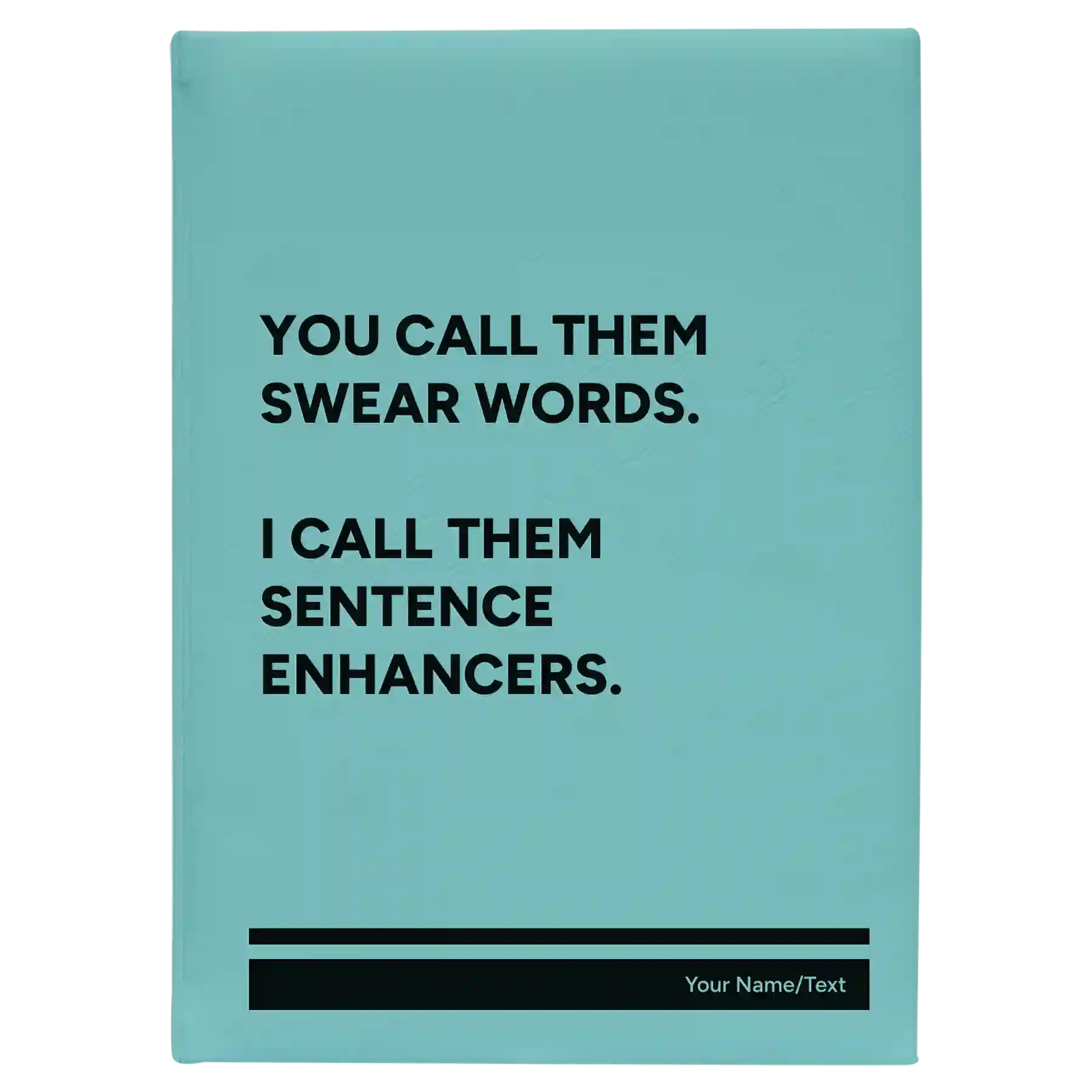 Large teal leatherette journal laser etched with 'Swear Words' design