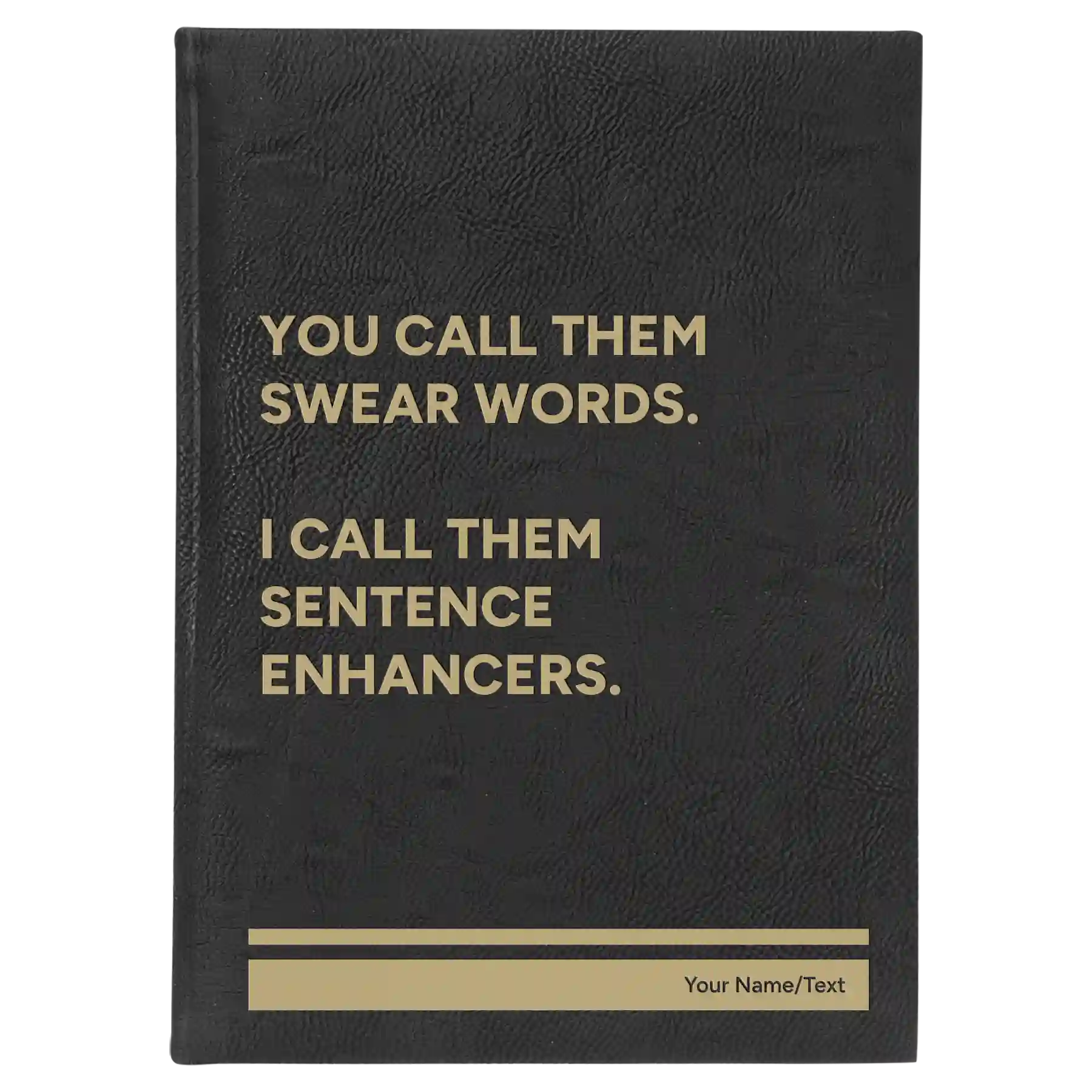 Large black/gold leatherette journal laser etched with 'Swear Words' design