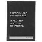 Large black/silver leatherette sketch book laser etched with 'Swear Words' design