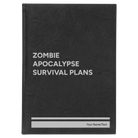 Large black/silver leatherette journal laser etched with 'Zombie Apocalypse Survival Plans' design