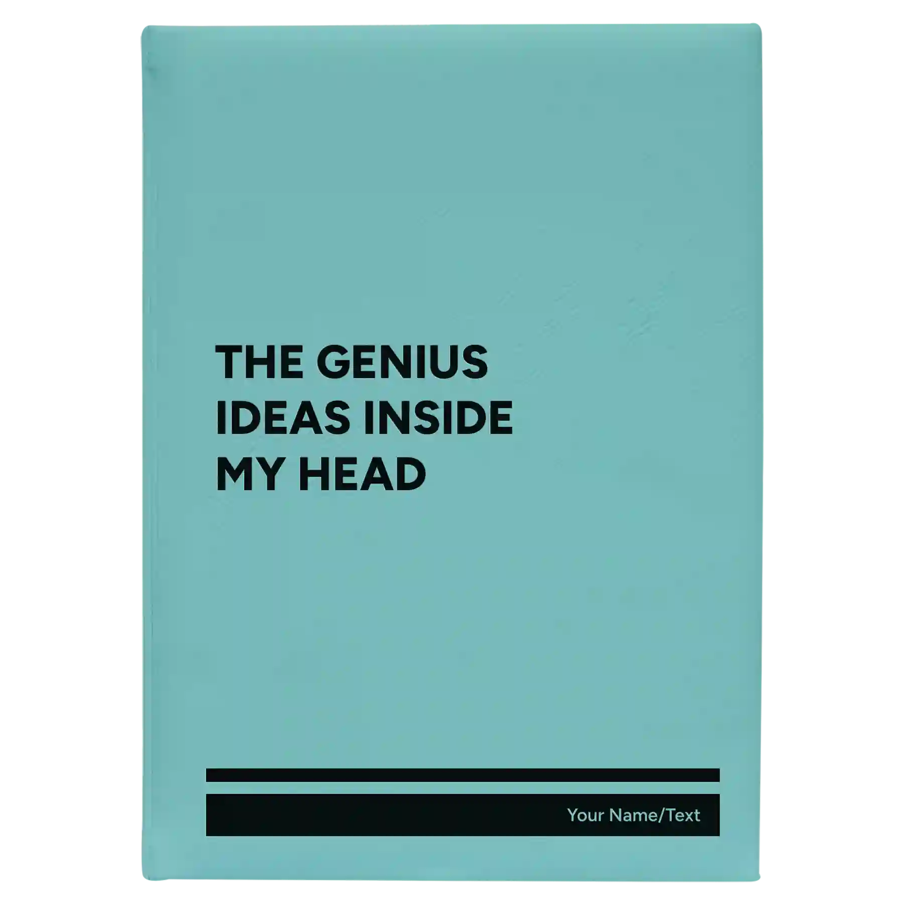 Large teal leatherette journal laser etched with 'Genius Ideas' design