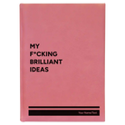 Large pink leatherette sketch book laser etched with 'Fcking Brilliant Ideas' design