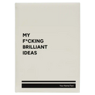 Large white leatherette sketch book laser etched with 'Fcking Brilliant Ideas' design