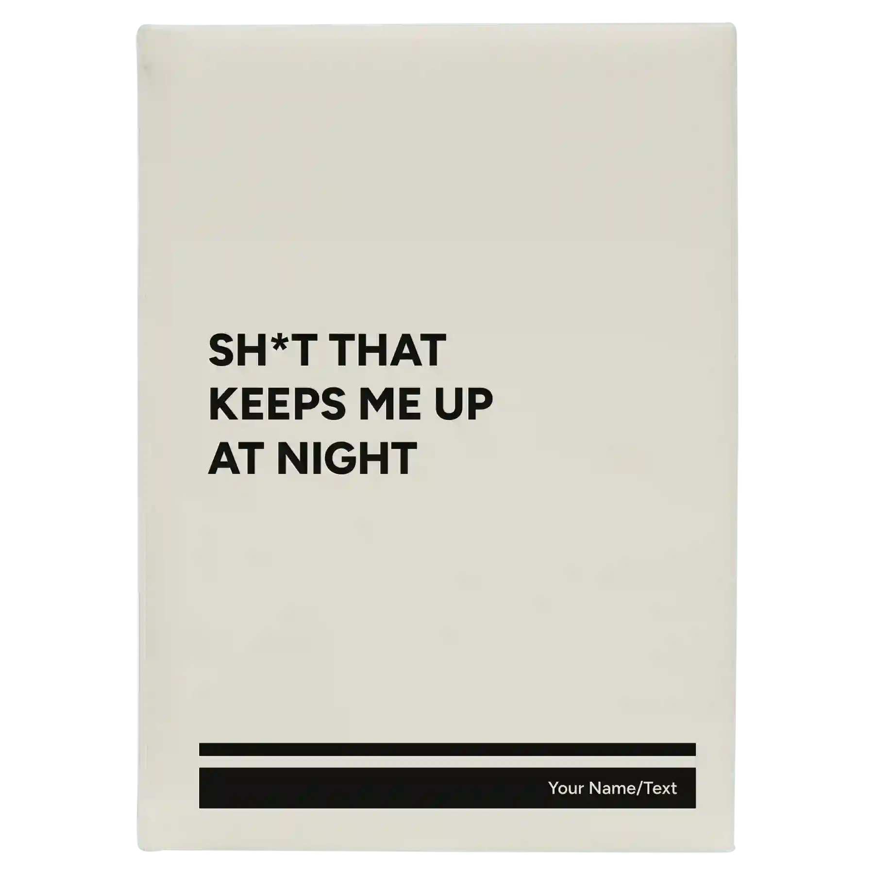 Large white leatherette sketch book laser etched with 'Up At Night' design