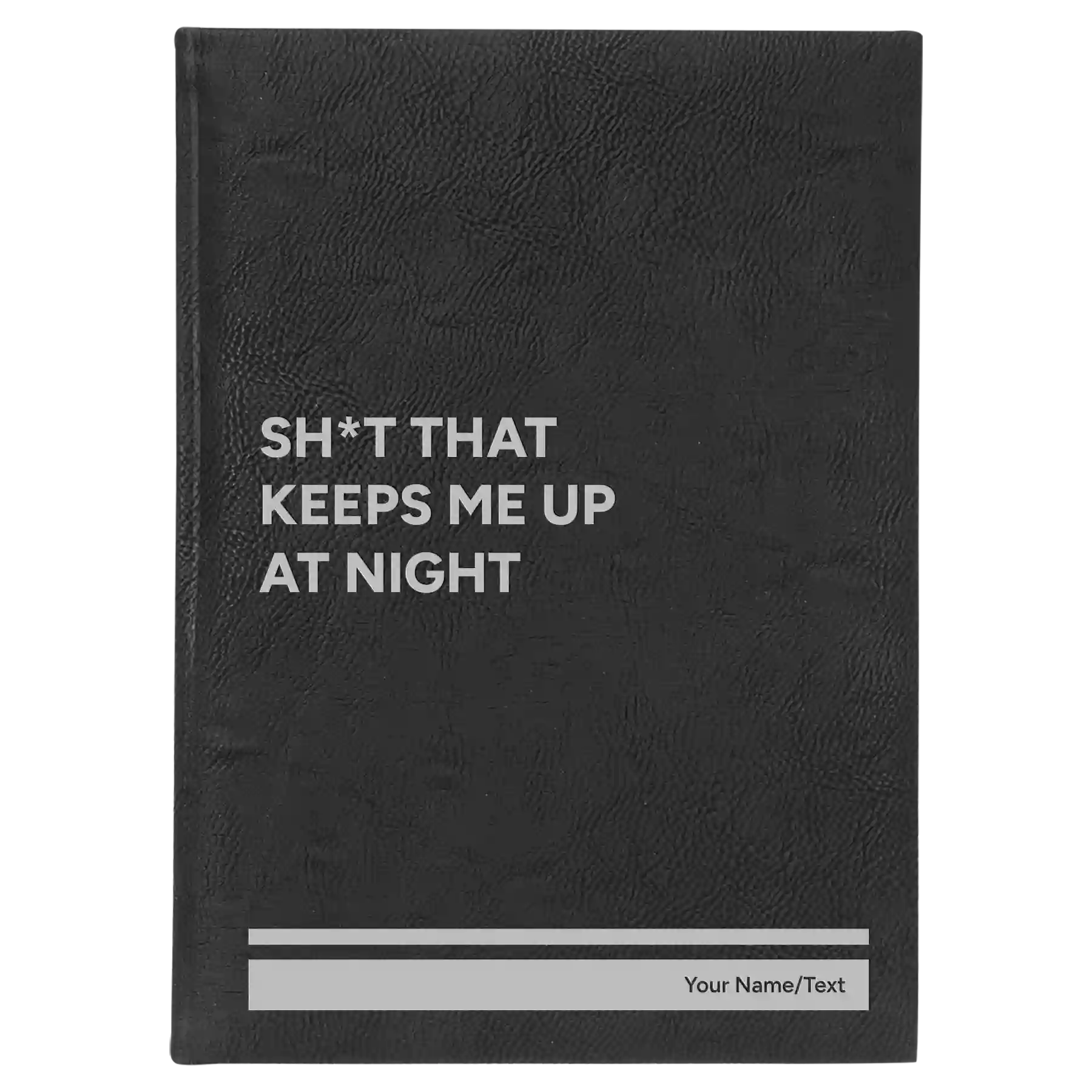 Large black/silver leatherette sketch book laser etched with 'Up At Night' design