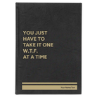 Large black/gold leatherette journal laser etched with 'WTF At A Time' design