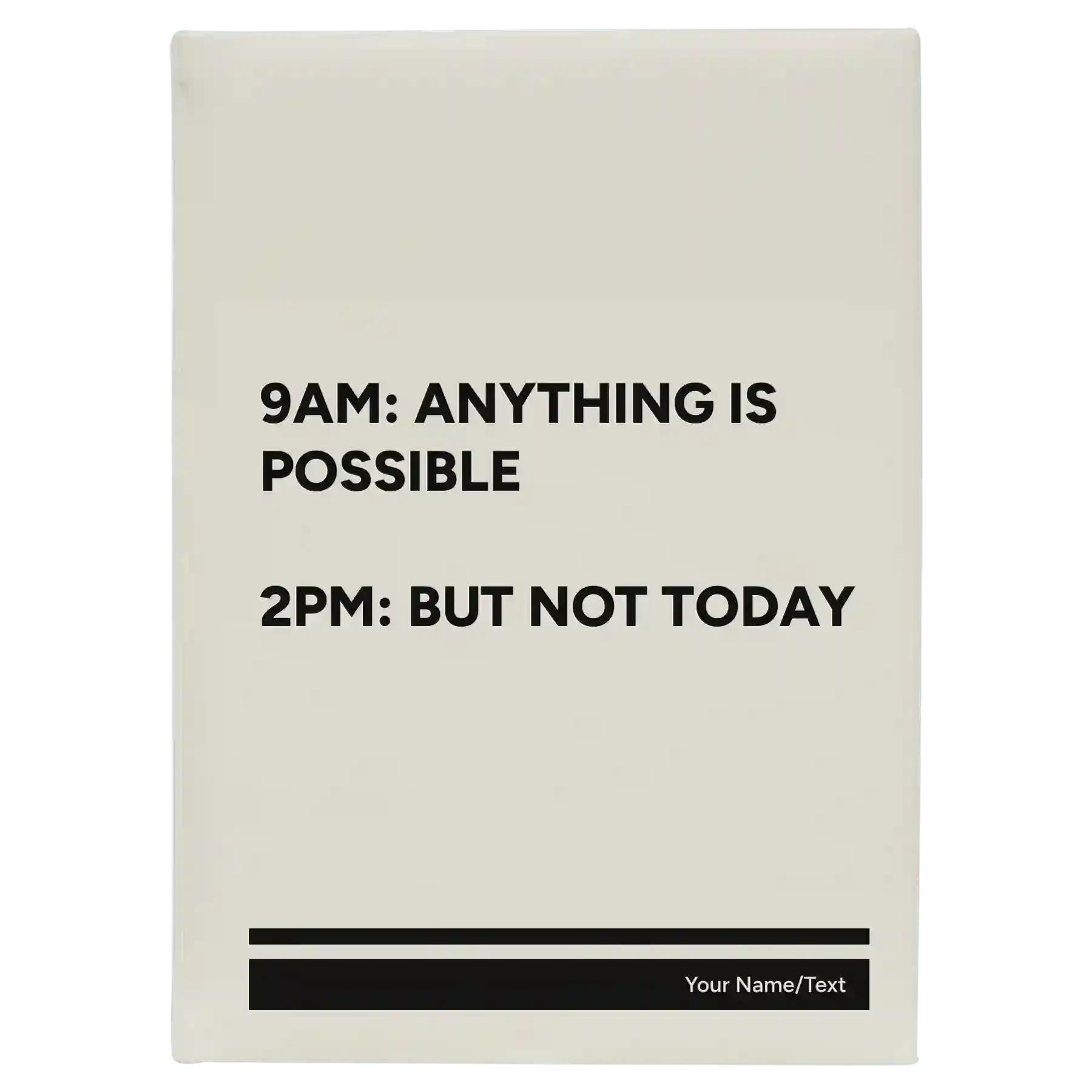 Large white leatherette journal laser etched with '9AM 2PM' design