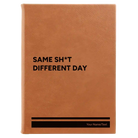 Large rawhide leatherette sketch book laser etched with 'Same Sht' design