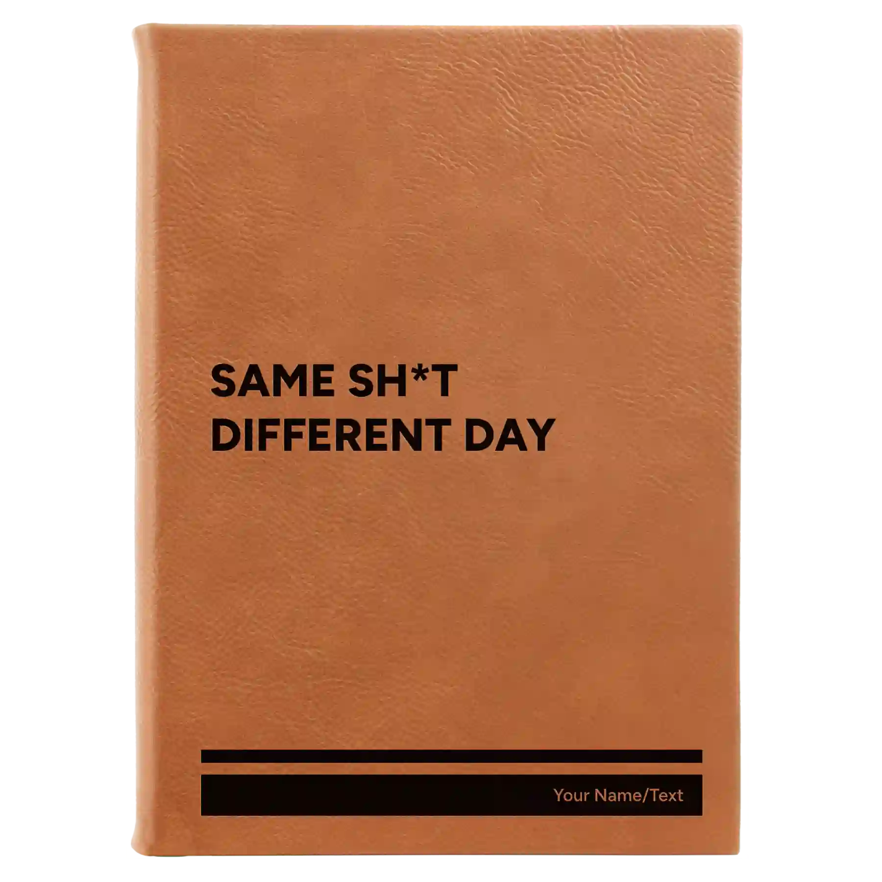 Large rawhide leatherette sketch book laser etched with 'Same Sht' design