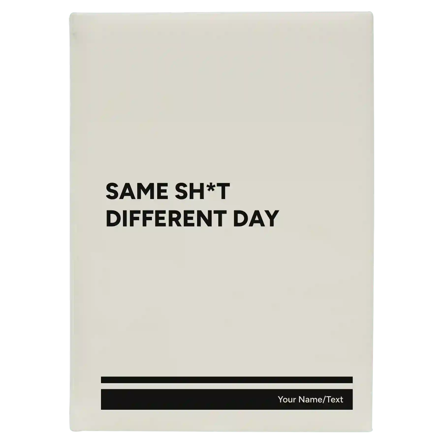 Large white leatherette journal laser etched with 'Same Sht' design