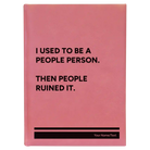 Large pink leatherette journal laser etched with 'People Person' design
