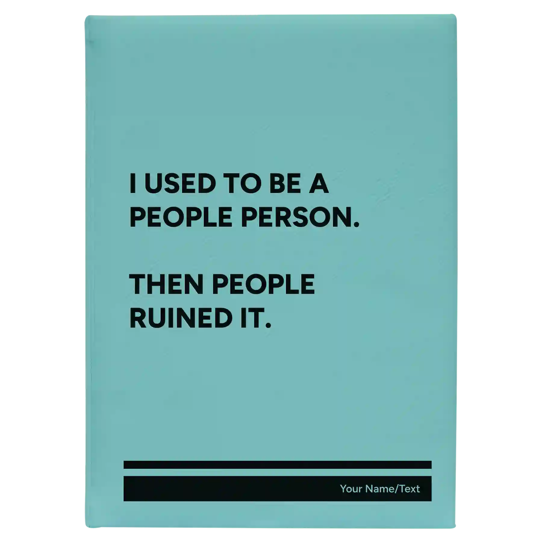 Large teal leatherette sketch book laser etched with 'People Person' design