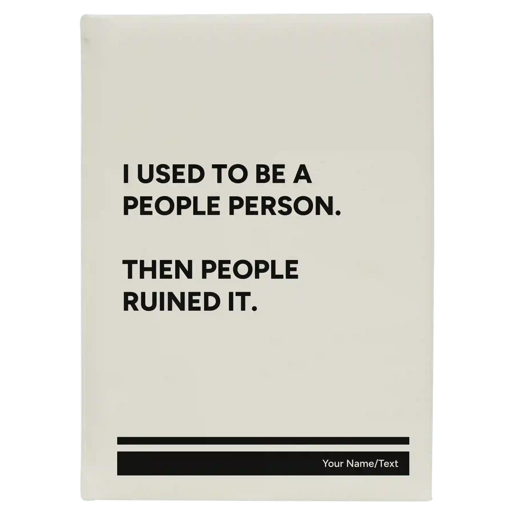 Large white leatherette sketch book laser etched with 'People Person' design