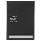 Large black/silver leatherette sketch book laser etched with 'Cant Adult' design
