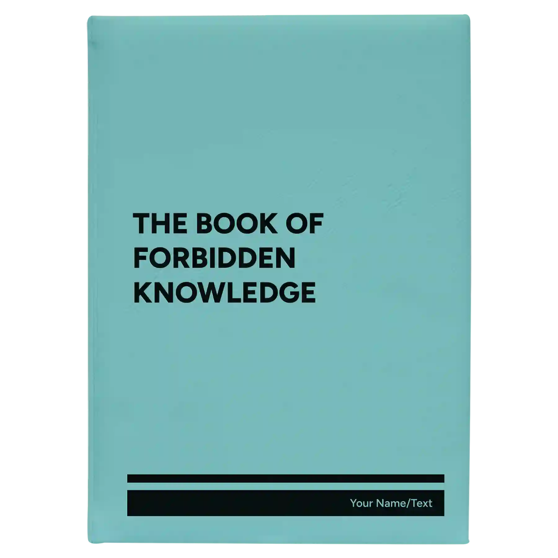 Large teal leatherette sketch book laser etched with 'Forbidden Knowledge' design