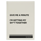 Large white leatherette journal laser etched with 'Give Me A Minute' design