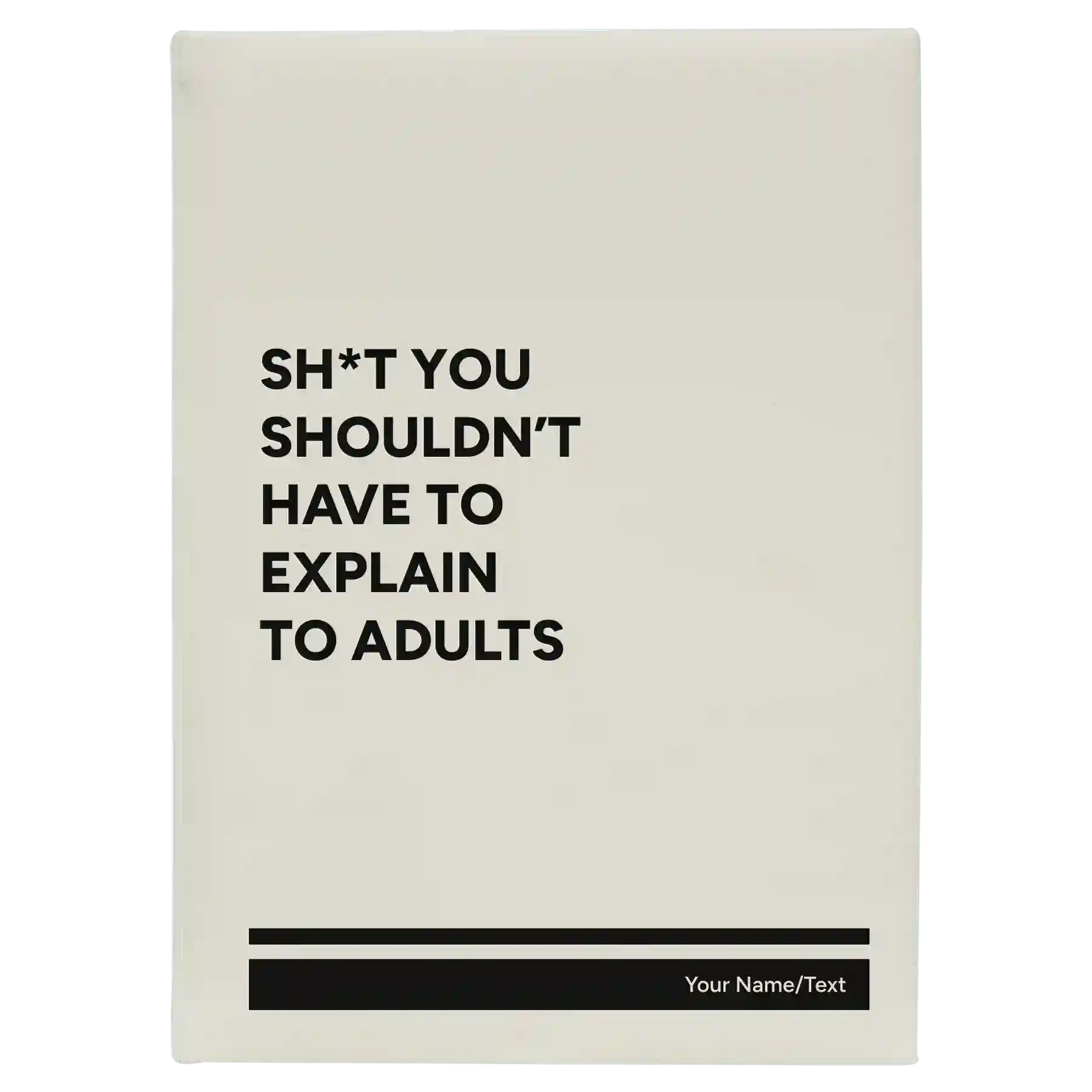Large white leatherette journal laser etched with 'Explain to Adults' design