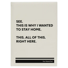 Large white leatherette sketch book laser etched with 'Wanted to Stay Home' design