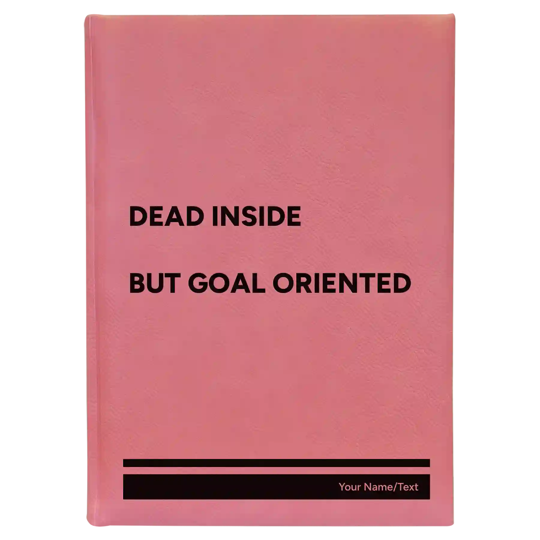 Large pink leatherette journal laser etched with 'Dead Inside' design