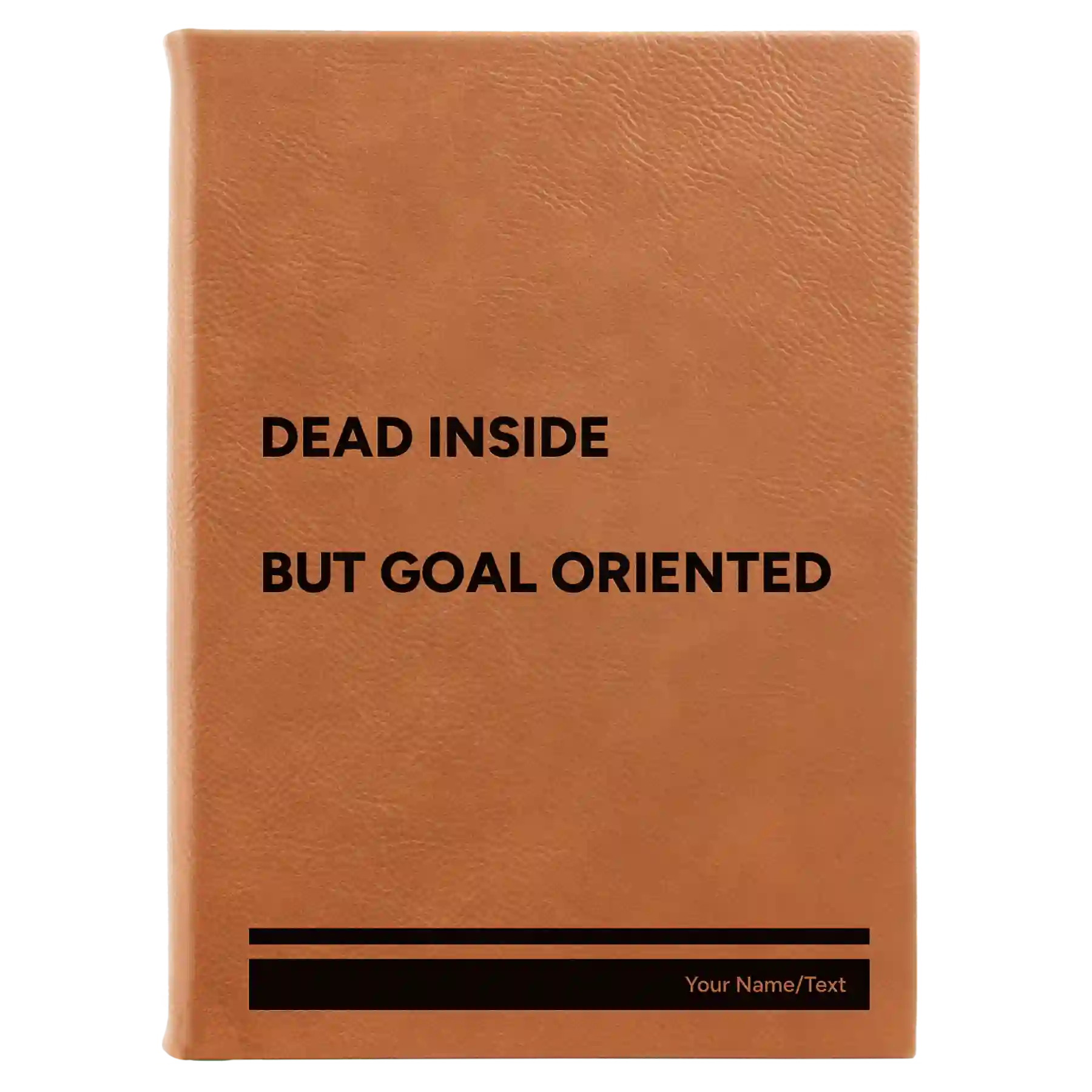 Large rawhide leatherette journal laser etched with 'Dead Inside' design