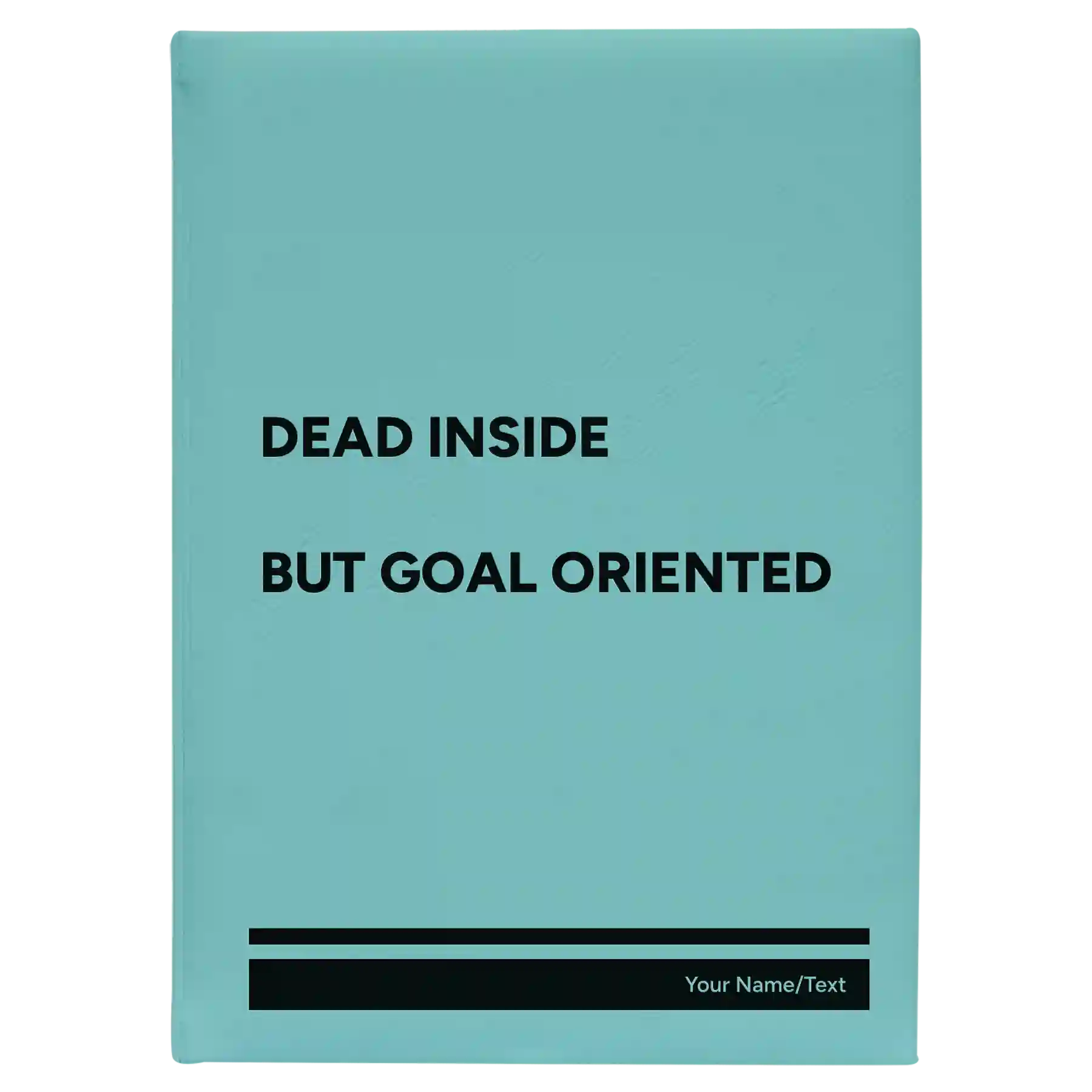 Large teal leatherette journal laser etched with 'Dead Inside' design