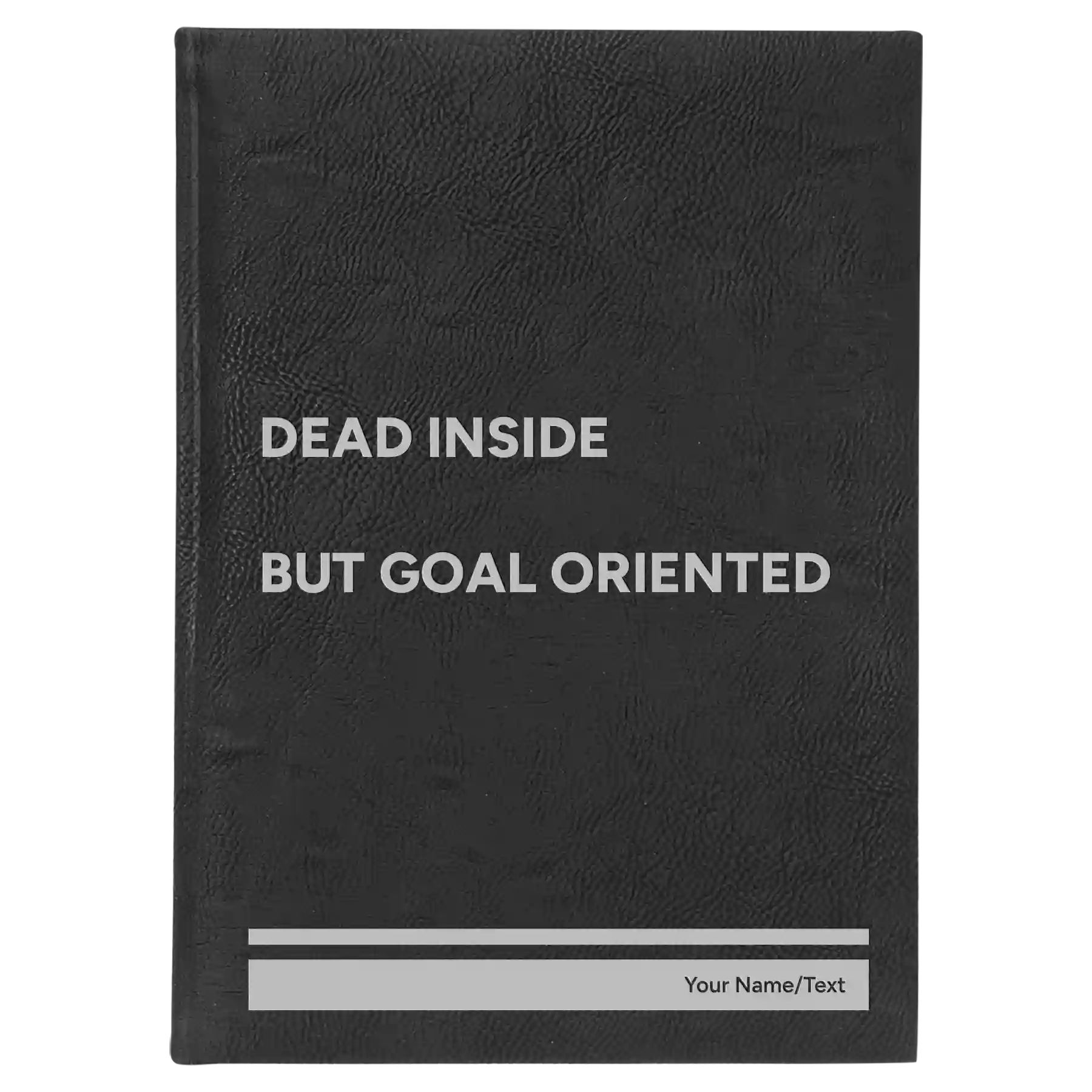 Large black/silver leatherette sketch book laser etched with 'Dead Inside' design