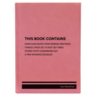 Large pink leatherette journal laser etched with 'This Book Contains' design