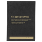 Large black/gold leatherette journal laser etched with 'This Book Contains' design