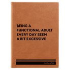 Large rawhide leatherette journal laser etched with 'Functional Adult' design