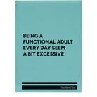 Large teal leatherette sketch book laser etched with 'Functional Adult' design