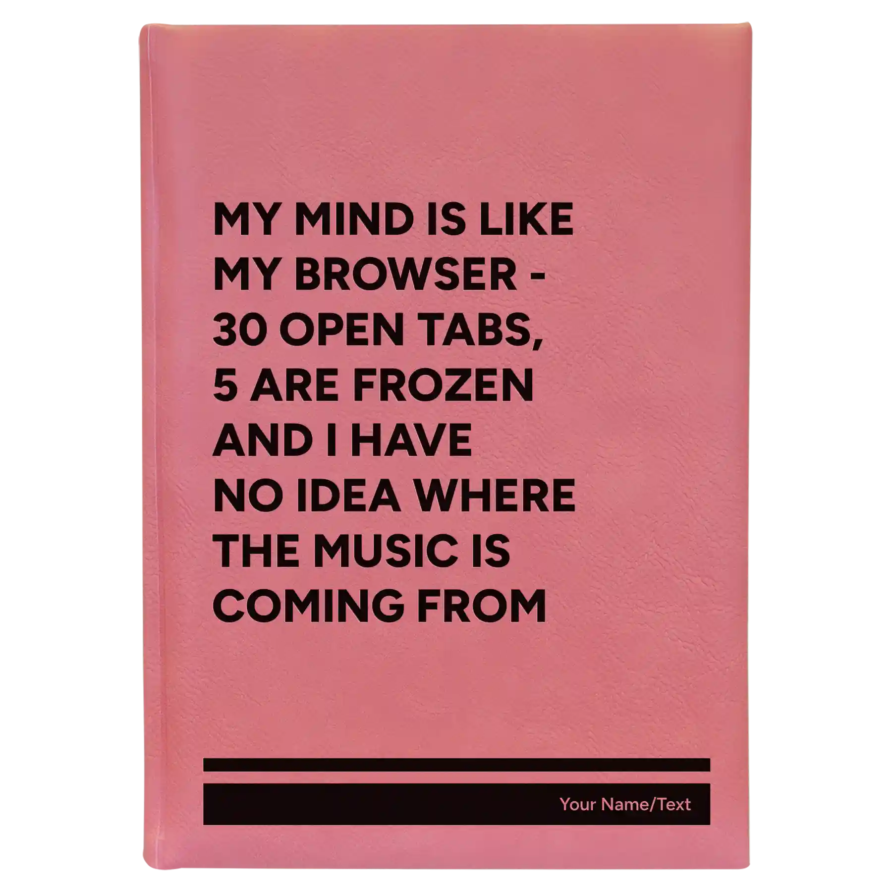 Large pink leatherette journal laser etched with 'My Browser' design