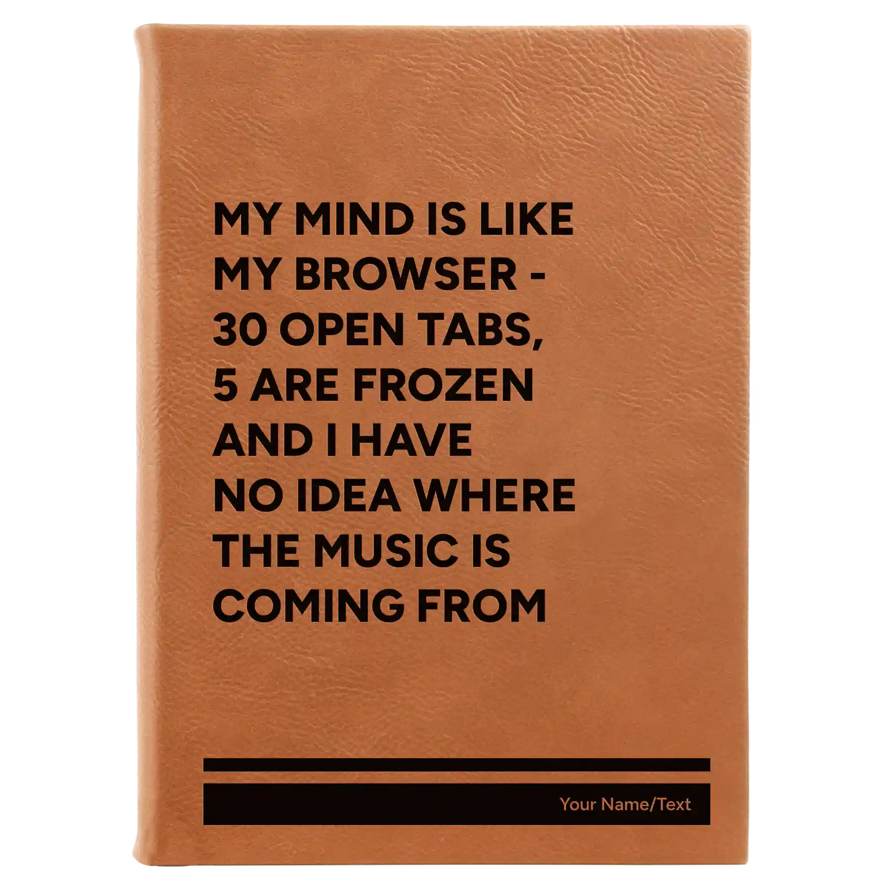 Large rawhide leatherette sketch book laser etched with 'My Browser' design