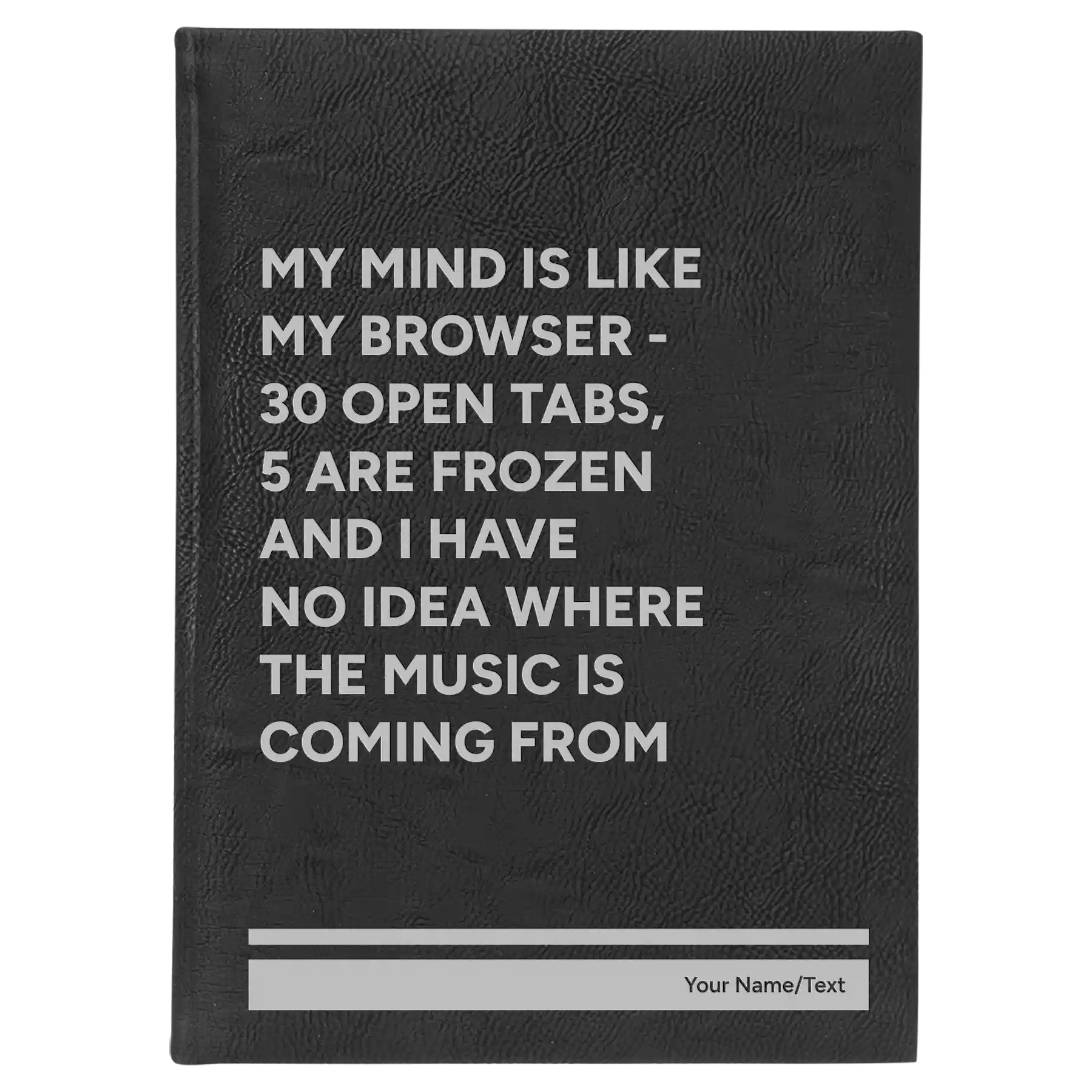 Large black/silver leatherette sketch book laser etched with 'My Browser' design