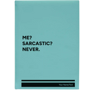 Large teal leatherette sketch book laser etched with 'Me Sarcastic Never' design