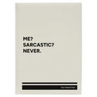 Large white leatherette sketch book laser etched with 'Me Sarcastic Never' design