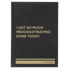 Large black/gold leatherette journal laser etched with 'Procrastinating' design