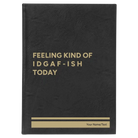 Large black/gold leatherette sketch book laser etched with 'Idgaf ish' design
