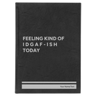 Large black/silver leatherette journal laser etched with 'Idgaf ish' design