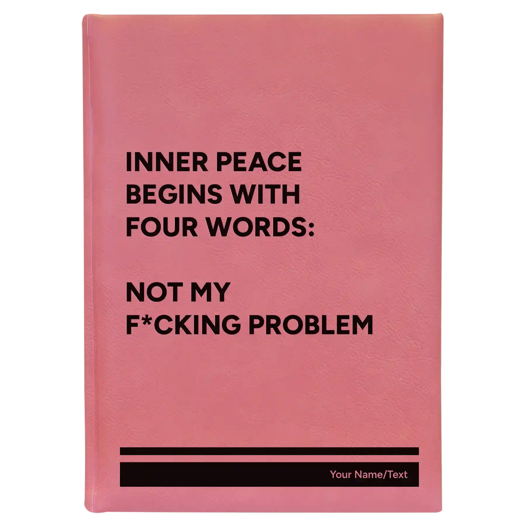 Large pink leatherette journal laser etched with 'Inner Peace' design
