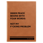 Large rawhide leatherette journal laser etched with 'Inner Peace' design