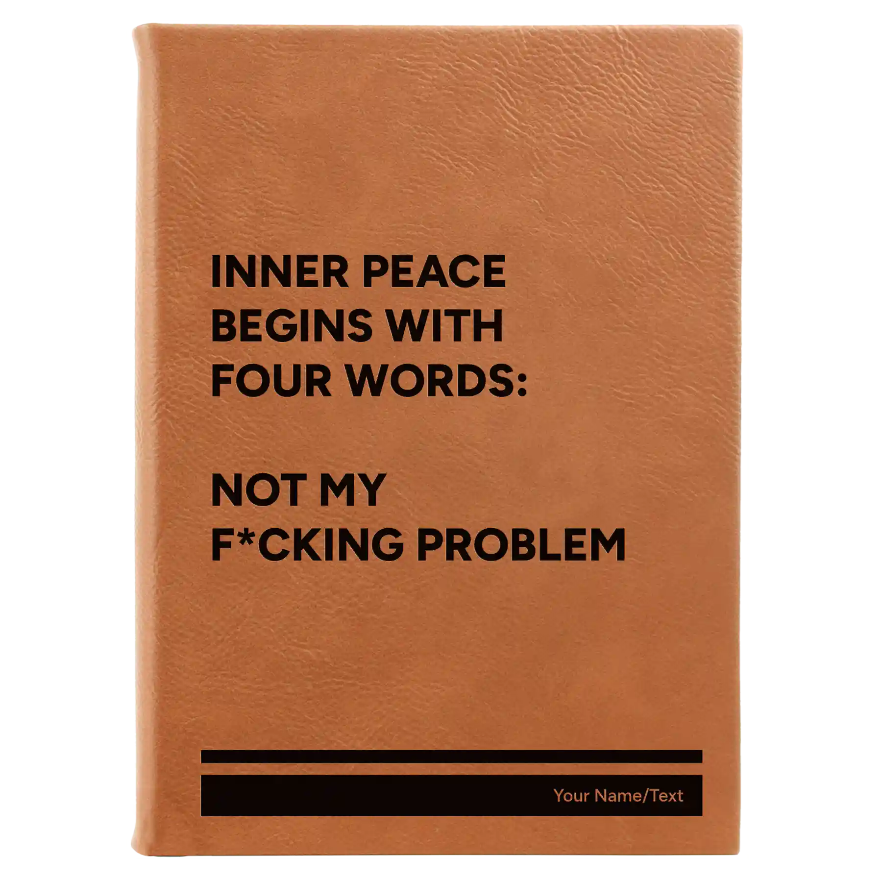 Large rawhide leatherette journal laser etched with 'Inner Peace' design