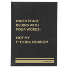 Large black/gold leatherette journal laser etched with 'Inner Peace' design
