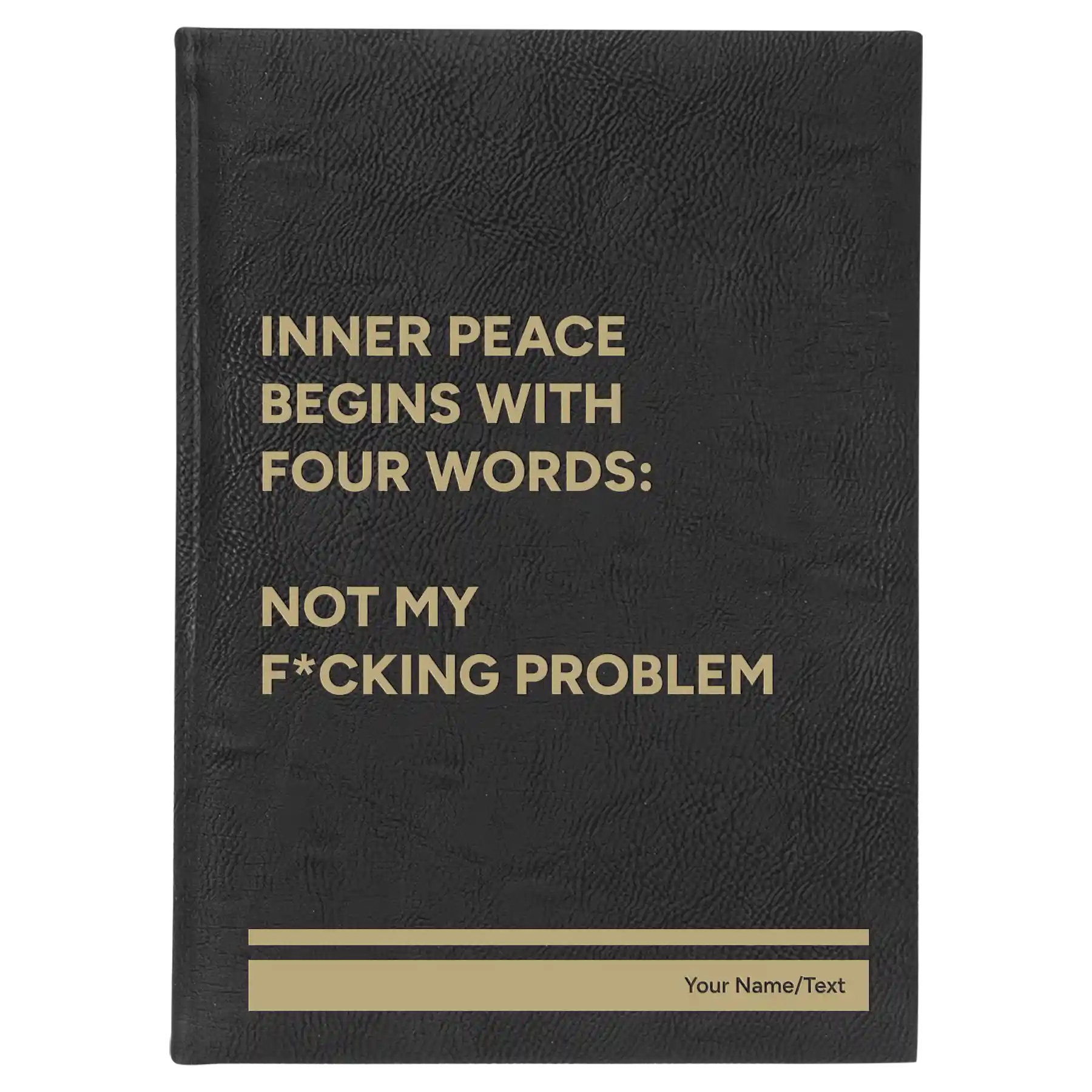 Large black/gold leatherette journal laser etched with 'Inner Peace' design