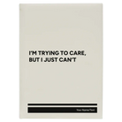 Large white leatherette journal laser etched with 'Trying to Care' design